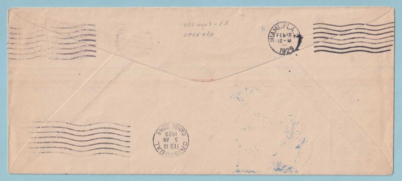 CANAL ZONE UC1 ENVELOPE ENTIRE USED - 1929 FIRST FLIGHT COVER TO BROOKLYN - L885