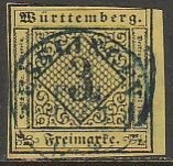 GERMANY-Wurttemberg 2, 3kr TWO NICE MARGINS. USED. F-VF. (772)