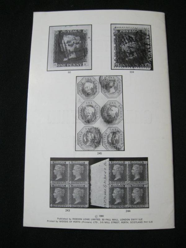 ROBSON LOWE AUCTION CATALOGUE 1980 GREAT BRITAIN + 1d RED BROWN RECONSTRUCTION