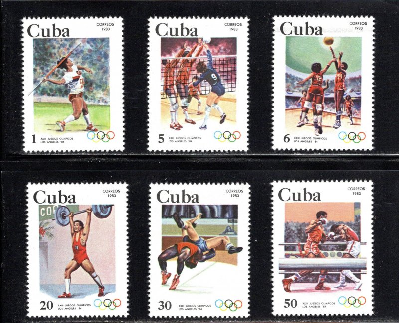 CUBA Sc# 2567-2572 LOS ANGELES SUMMER OLYMPIC GAMES Cpl set of 6 1983  MNH