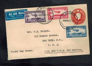 1936 Blenheim New Zealand Airmail Cover to USA # C6 to C8