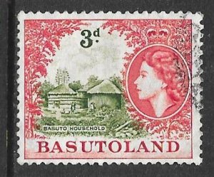 Basutoland 49: 3p Basuto household, used, F-VF