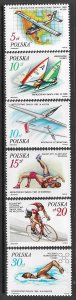 POLAND 1986 SPORTS SET Sc 2750-2755 MNH