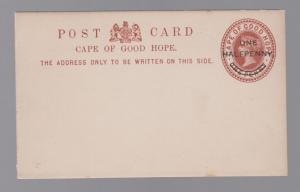 1894 Mint Unused Cape of Good Hope Postal Stationery Postcard H&G # 8 Overprint