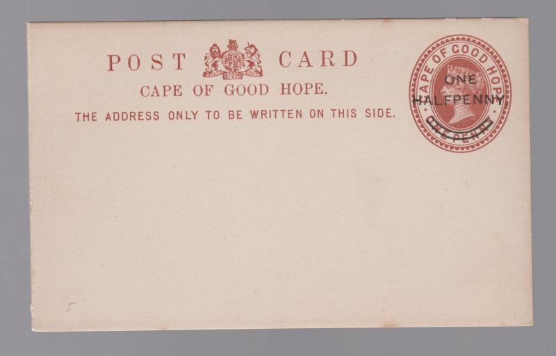 1894 Mint Unused Cape of Good Hope Postal Stationery Postcard H&G # 8 Overprint