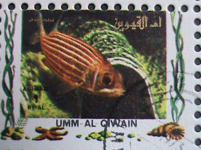 ​UMM AL QIWAIN-1973 LOVELY TROPICAL FISHES-CTO MINI SHEET VERY FINE