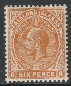 Falkland Islands Scott 34 - SG64, 1912 Crown CA 6d MH*