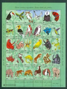 Denmark. Poster Stamp  Sheet Mnh 1982 WWF. Tropical Forests. Animal protection.