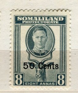 SOMALILAND PROTEC; 1951 early GVI surcharged issue Mint hinged 50c. value