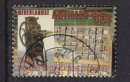 Netherlands Antilles  #589 cancelled 1987 the courant  55c paper press
