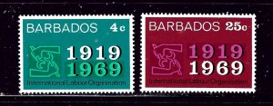 Barbados 320-21 MNH 1969 Intl Labor Organization