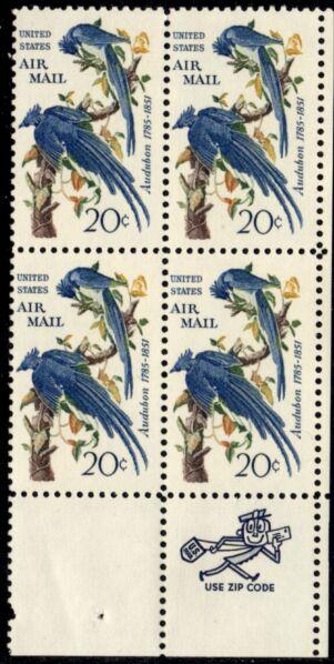 US Stamp #C71 MNH - John Audobon Airmail ZIP Block of 4