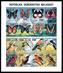 [95936] Madagascar 1993 (1991) Birds Owl Hawk Butterflies Imperf. Sheet MNH