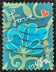 US Scott # 4536; used (44c) garden of Love issued 2011; VF centering; off paper