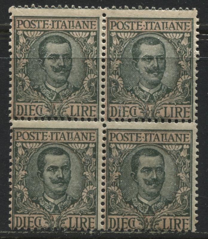 Italy 1910 12 lire block of 4 mint o.g. hinged (JD)