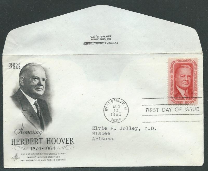 U S Scott 1269 Art Craft FDC Herbert Clark Hoover