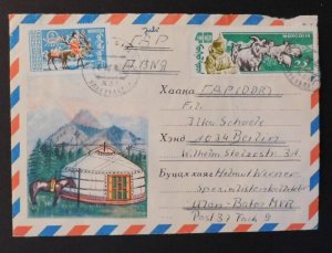 Unknown Year Mongolia Airmail Cover Bator to Berlin Germany DDR Cyrillic 4