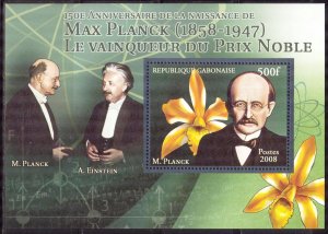 Gabon 2008 Nobel Prix Max Plank Flowers Orchids S/S MNH