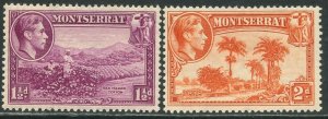 MONTSERRAT Sc#94a & 95a 1938 1½p & 2p Perf. 13 OG Mint LH