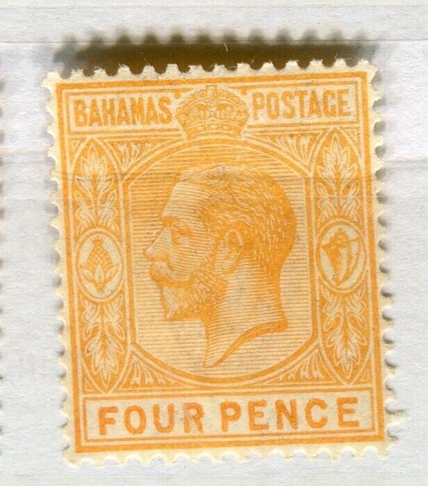 BAHAMAS; 1912 early GV issue fine Mint hinged Shade of 4d. value