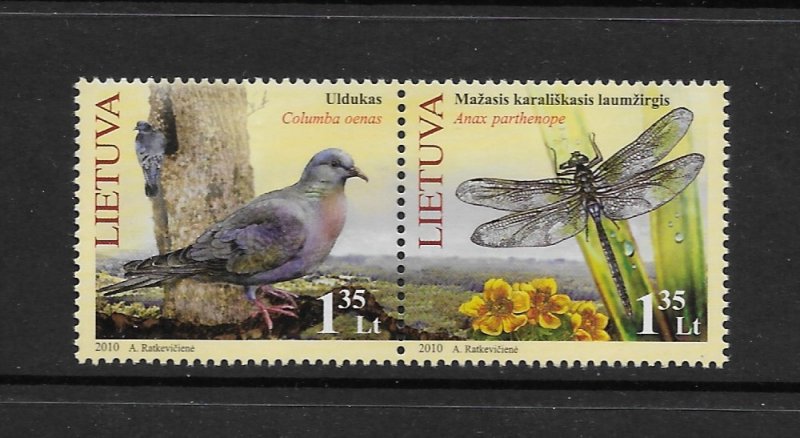 BIRDS - LITHUANIA #925  BIRD & DRAGONFLY   MNH