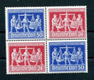 GERMANY 1946 ALLIED OCCUPATION SCOTT 584-585 (585c) BLOCK OF 4 PERFECT MNH