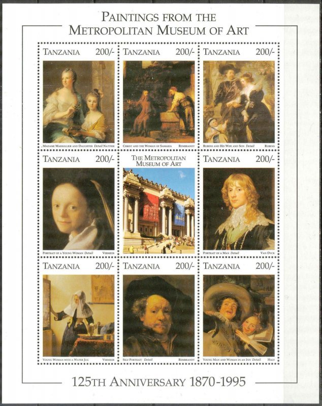 Tanzania 1996 Art Paintings Metropolitan Mi. 2312/20 Sheet MNH