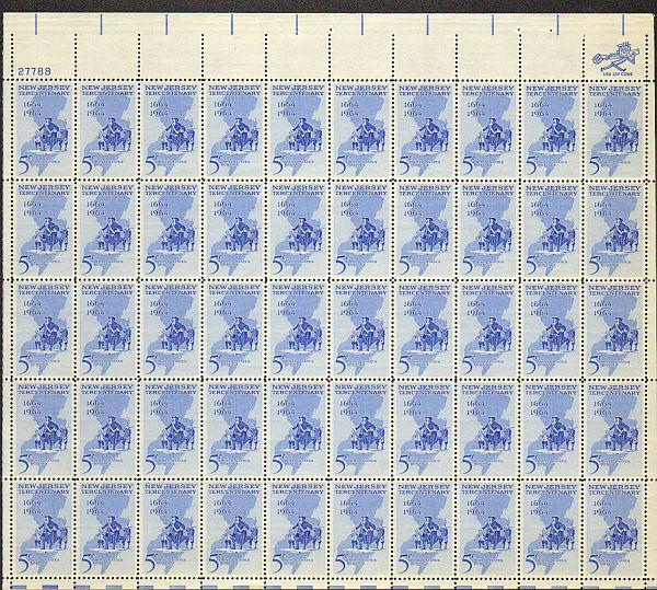 US #1247 Mint Sheet New Jersey  