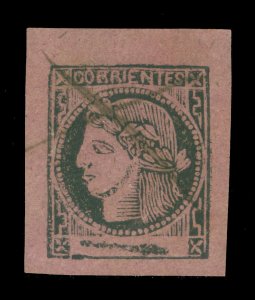 ARGENTINA 1879  CORRIENTES - Ceres - (3c) black, dark rose Scott # 8 used VF/ XF