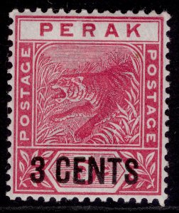 MALAYSIA - Perak QV SG65, 3c on 5c rose, M MINT.