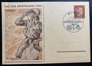 1942 Riga Latvia Germany First Day Stationary Postcard Cover FDC African Troops