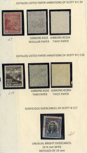 CHILE AIRMAILS C24,C26 & C17  PAPER VARIATIONS BIN $10.00