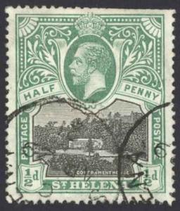 St. Helena Sc# 61 Used 1912-1916 ½p KGV Government House