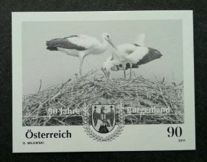 Austria 90 Years Of Burgenland 2011 Bird Stork (imperf black print stamp) MNH