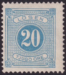 Sweden1878#J17 vf-mh & vf-u 20o Blue & Pale Blue (one each) Pair