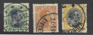 Denmark SC#111, 114-115 Used F-VF SCV$12.25...nice bargain!!