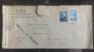 1940s Istanbul Turkey DAN Commercial censored cover to New York Usa