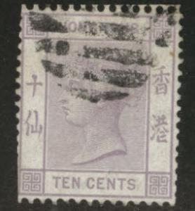 HONG KONG Scott 42 1882 10c Lilac Victoria clipped perfs