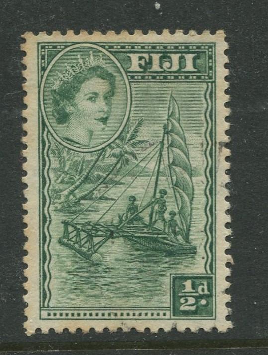 Fiji - Scott 147 - QEII Definitive Issue -1954 - Used- Single 1/2d Stamp