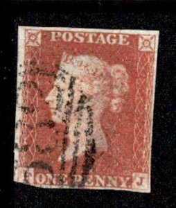 Great Britain #3 Penny Red Imperf Used Lettered FJ USD14.00