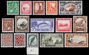 New Zealand Scott 203-216 (1936-42) Mint H/LH VF Complete Set, CV $179.25 M