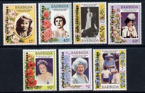 BARBUDA - 1985 - Q. Mother, 85th, o/p - Perf 7v Set - Mint Never Hinged