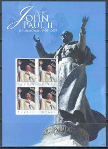 TUVALU POPE JOHN PAUL II MEMORIAL SHEET  II  IMPERFORATED  MINT NEVER HINGED