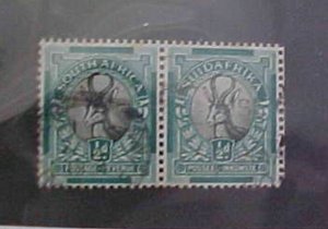 SOUTH AFRICA STAMPS gibbons #54B PAIR cat.$110.00 USED