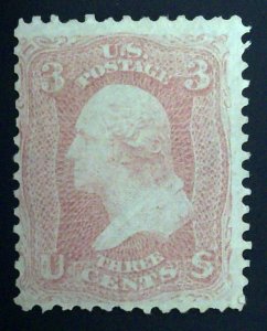 Scott #64b - 3c Dull Rose Pink - Washington - NG with Weiss cert - 1861