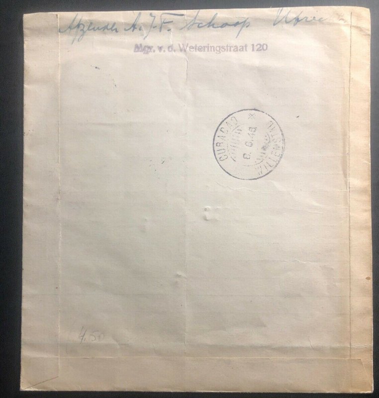 1946 Amsterdam Netherlands Special First Flight Colorful cover FFC To Curacao