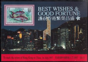 Tuvalu 1997 MNH Sc #739a Souvenir sheet $2 Longtail snapper - Return of Hong ...