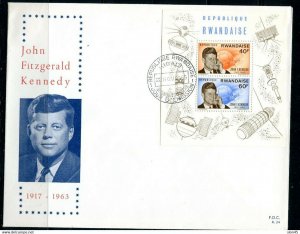 Rwanda FDC in memory of J.F.Kennedy Souvenir sheet on Cover Special cancel 11001