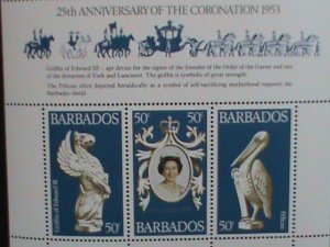 ​Barbados Stamp:1953-25th anniversary-Queen Elizabeth II-mnh: S/S sheet