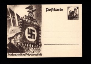 Germany SS Man Reichsparteitag Nuremberg 1934 Unused Postal Card H9